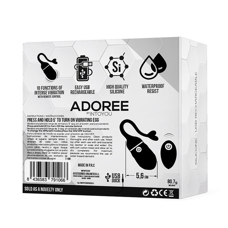ADOREE USB OVO VIBRATÓRIO COM CONTROLE REMOTO 6
