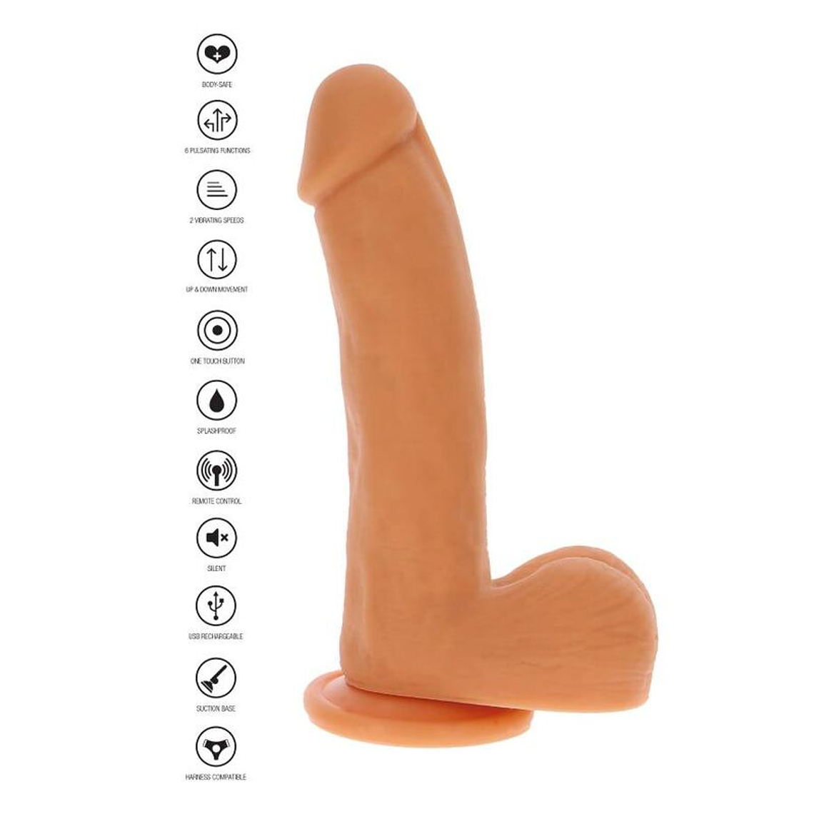 GET REAL -  DILDO MAGNÉTICO PULSANTE NATURAL 5