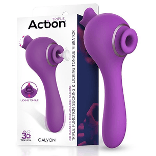 VIBRADOR ACTION GALYON COM LÍNGUA DE SUCÇÃO 