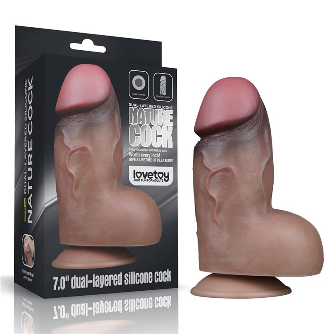 DILDO DE SILICONE DE CAMADA DUPLA LOVETOY PLATINUM 7