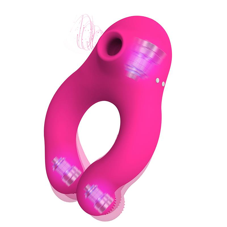 ANEL VIBRANTE DE SILICONE 3 MOTORES ROSA - RECARREGÁVEL 5