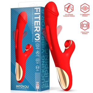 VIBRADOR FITER COM SUCÇÃO E LÍNGUA FLIP-FLAP 3 MOTORES 