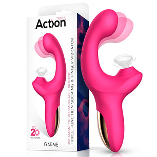 VIBRADOR ACTION GARME COM SUCÇÃO E MOVIMENTO DOS DEDOS