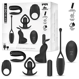 KIT DE BALAS VIBRATÓRIA SEIS EM UM E 5 ACESSÓRIOS DE SILICONE
