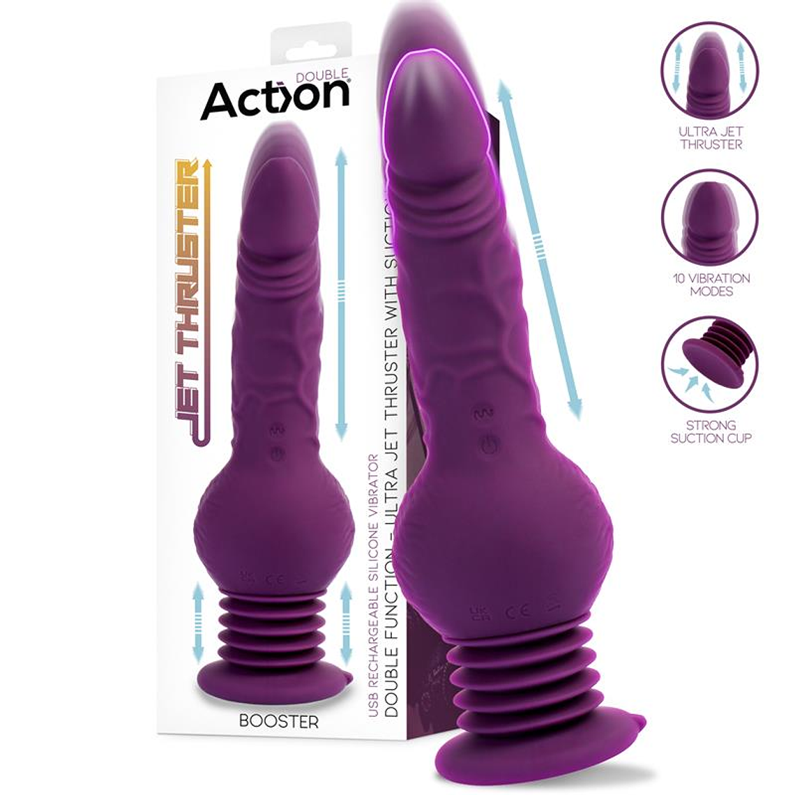 Vibrador ACTION Booster com impulso Ultra Jet Thruster com ventosa poderosa 1