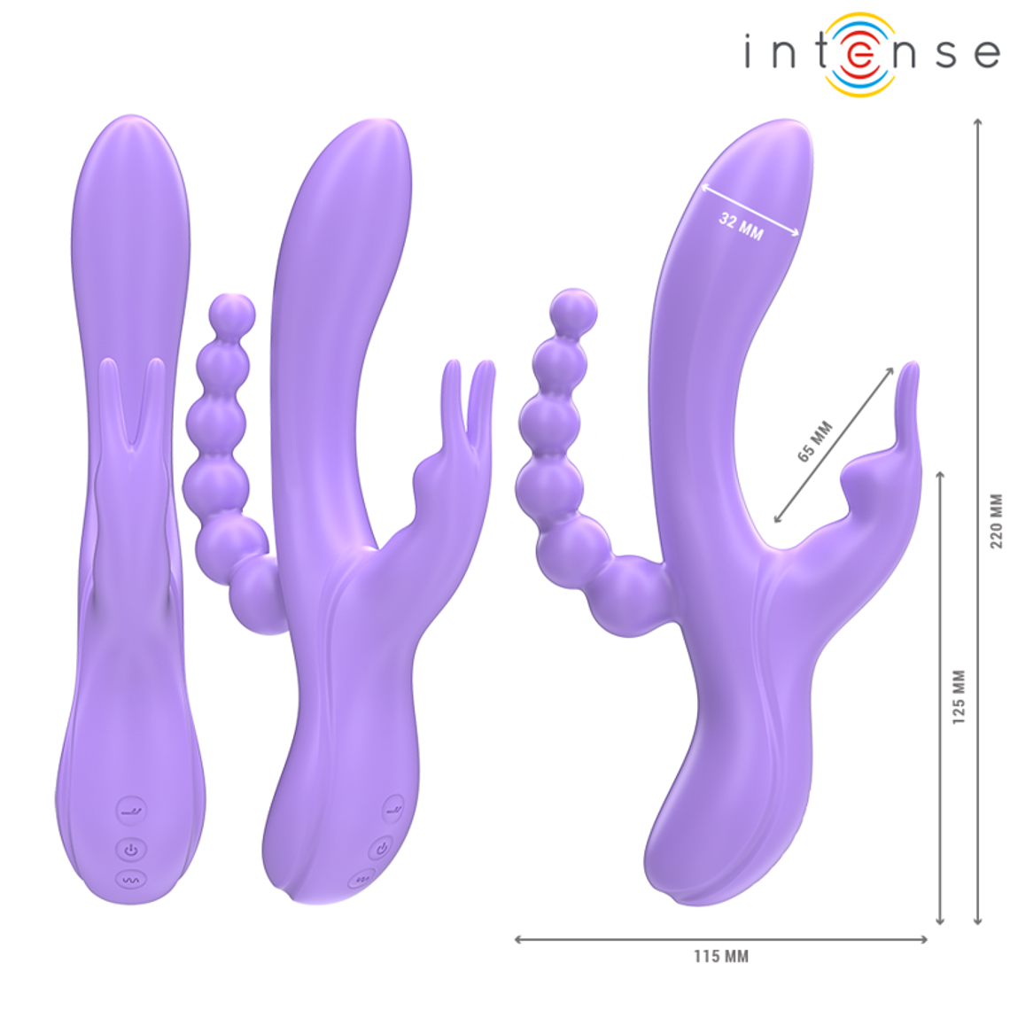 MIKO TRIPLE RABBIT VIBRADOR & ESTIMULADOR & ANAL 7 VIBRAÇÕES ROXO 2