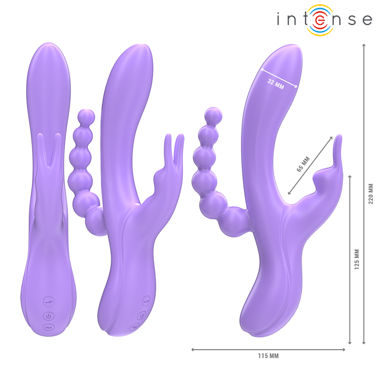 MIKO TRIPLE RABBIT VIBRADOR & ESTIMULADOR & ANAL 7 VIBRAÇÕES ROXO 2