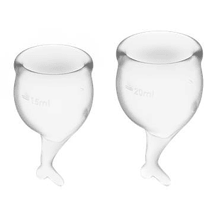 Copos menstruais transparentes Satisfyer Feel Secure, pacote com 2 unidades