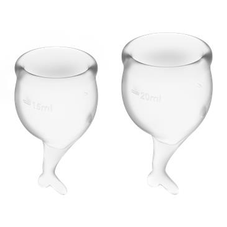 Copos menstruais transparentes Satisfyer Feel Secure, pacote com 2 unidades 1