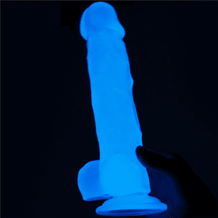 Dildo 21,5 cm com luz azul luminosa