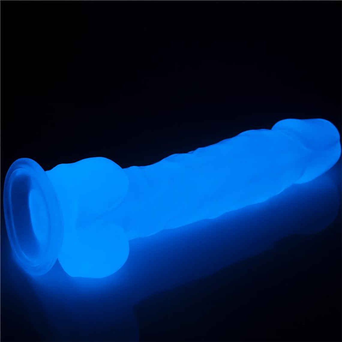 Dildo 21,5 cm com luz azul luminosa 4