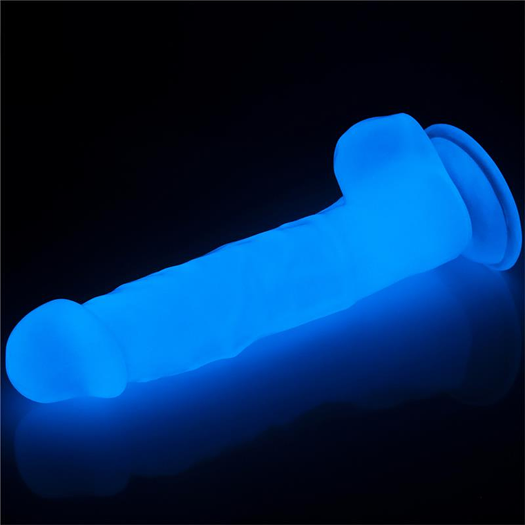 Dildo 21,5 cm com luz azul luminosa 5
