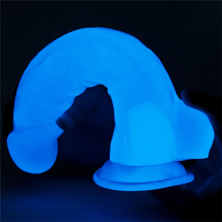 Dildo 21,5 cm com luz azul luminosa 6