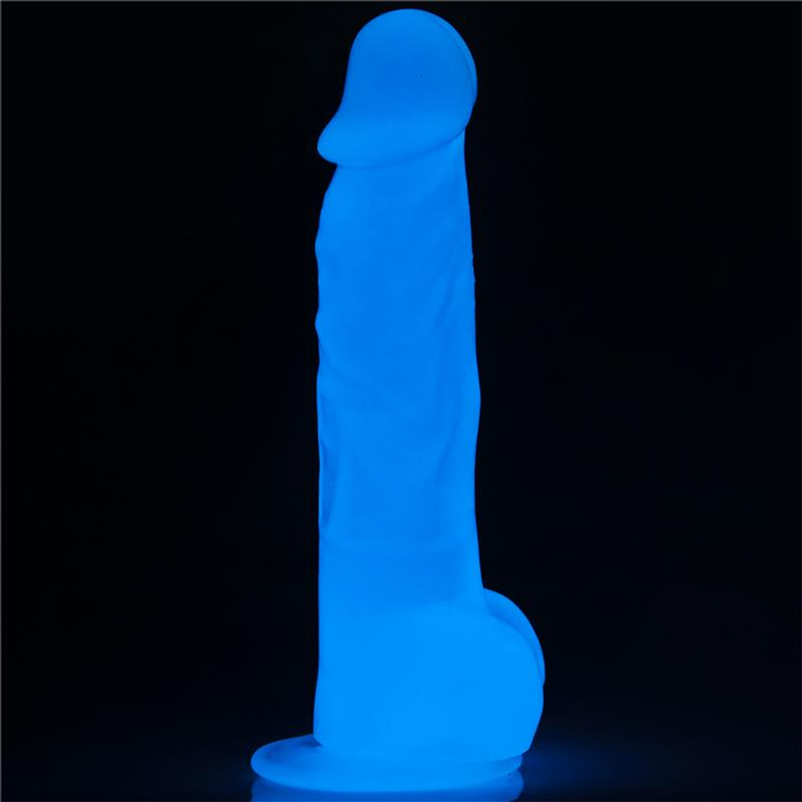 Dildo 21,5 cm com luz azul luminosa 10