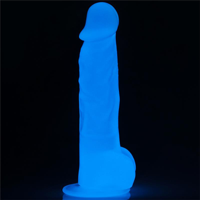 Dildo 21,5 cm com luz azul luminosa 10