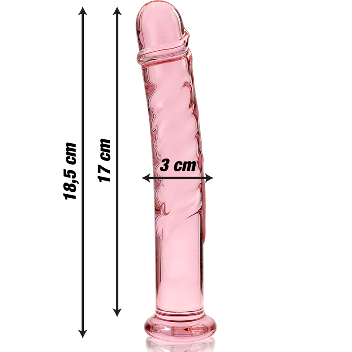 SÉRIE NEBULA DA IBIZA - MODELO 16 DILDO DE CRISTAL ROSA 18,5 CM -O- 3 CM 4