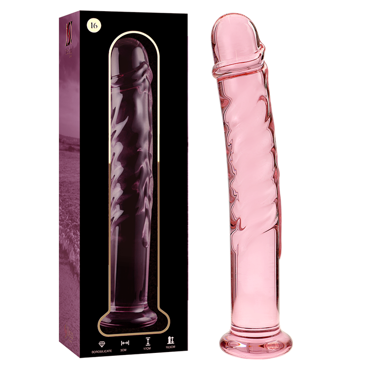SÉRIE NEBULA DA IBIZA - MODELO 16 DILDO DE CRISTAL ROSA 18,5 CM -O- 3 CM 5