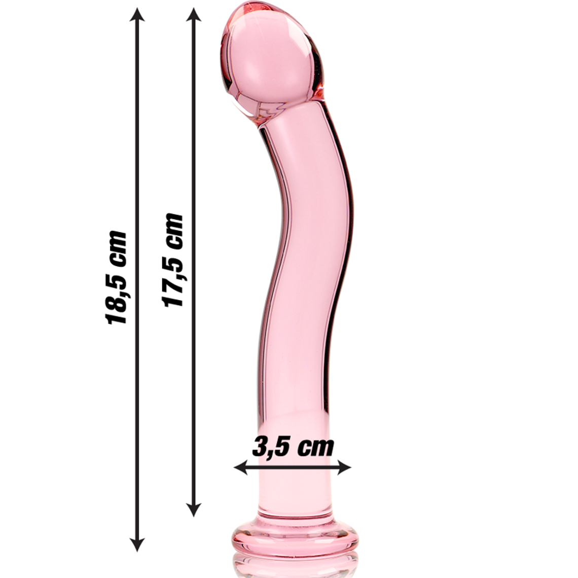 SÉRIE NEBULA DA IBIZA - MODELO 18 DILDO DE CRISTAL ROSA 18,5 CM -OU- 3,5 CM 2