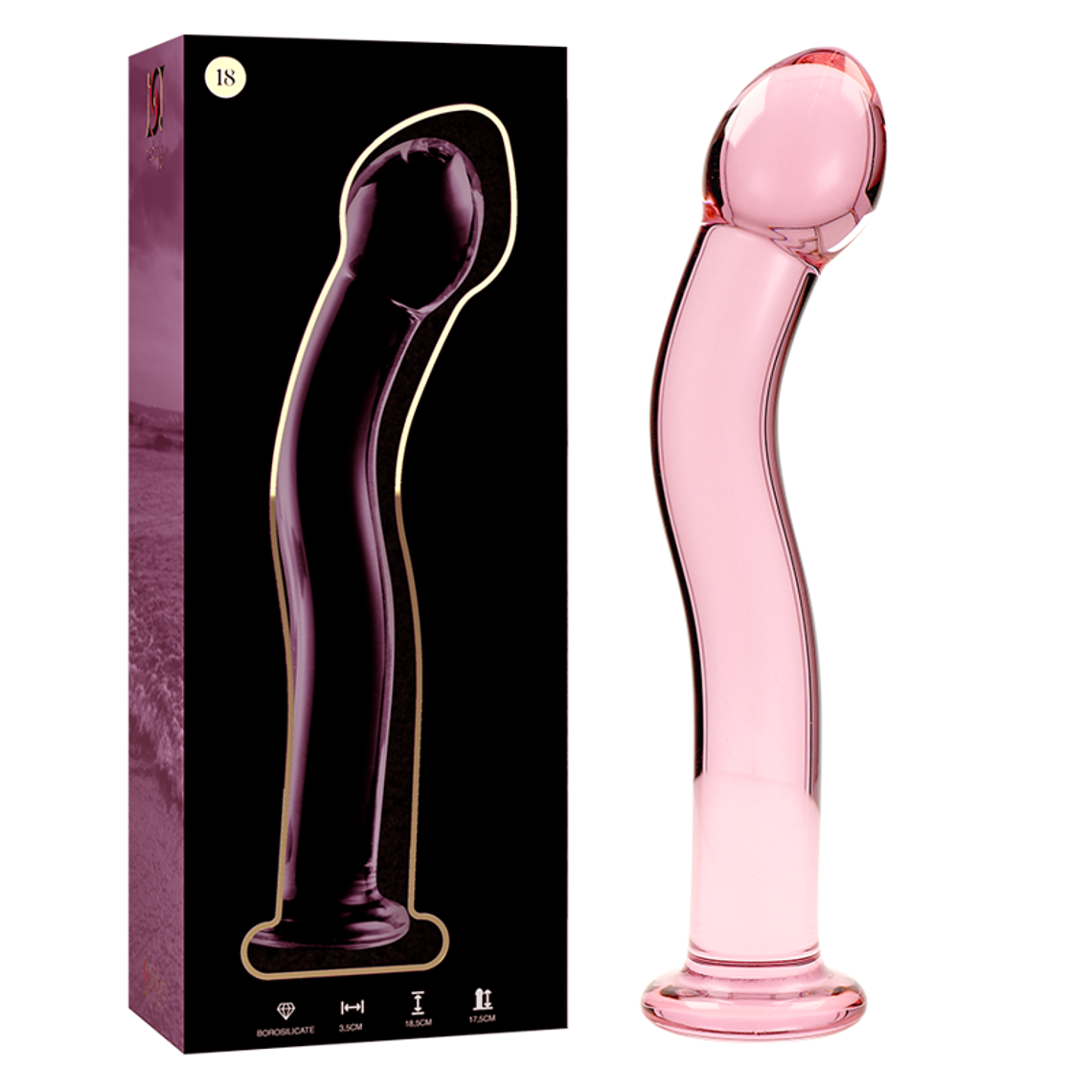 SÉRIE NEBULA DA IBIZA - MODELO 18 DILDO DE CRISTAL ROSA 18,5 CM -OU- 3,5 CM 6