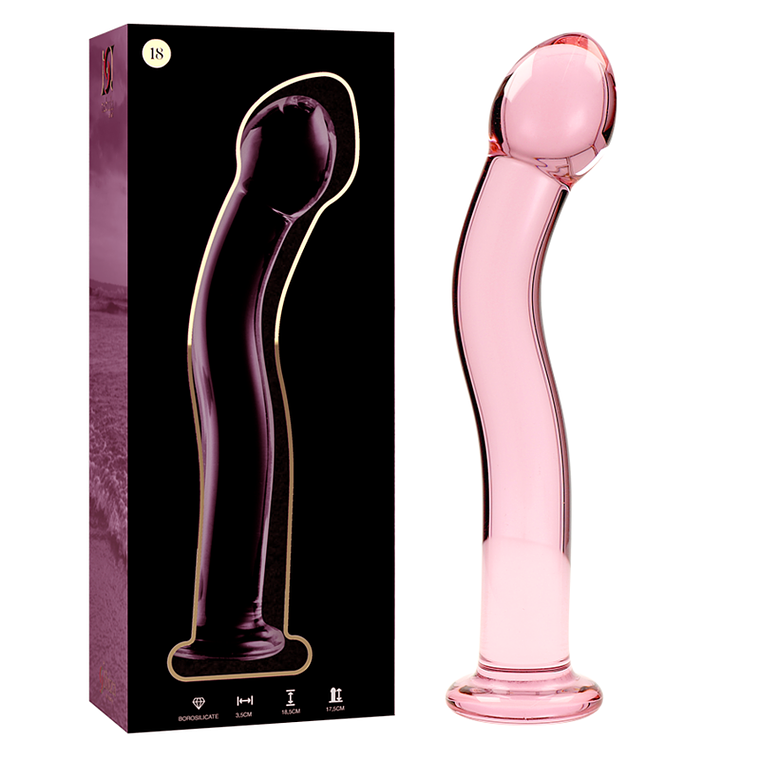 SÉRIE NEBULA DA IBIZA - MODELO 18 DILDO DE CRISTAL ROSA 18,5 CM -OU- 3,5 CM 6