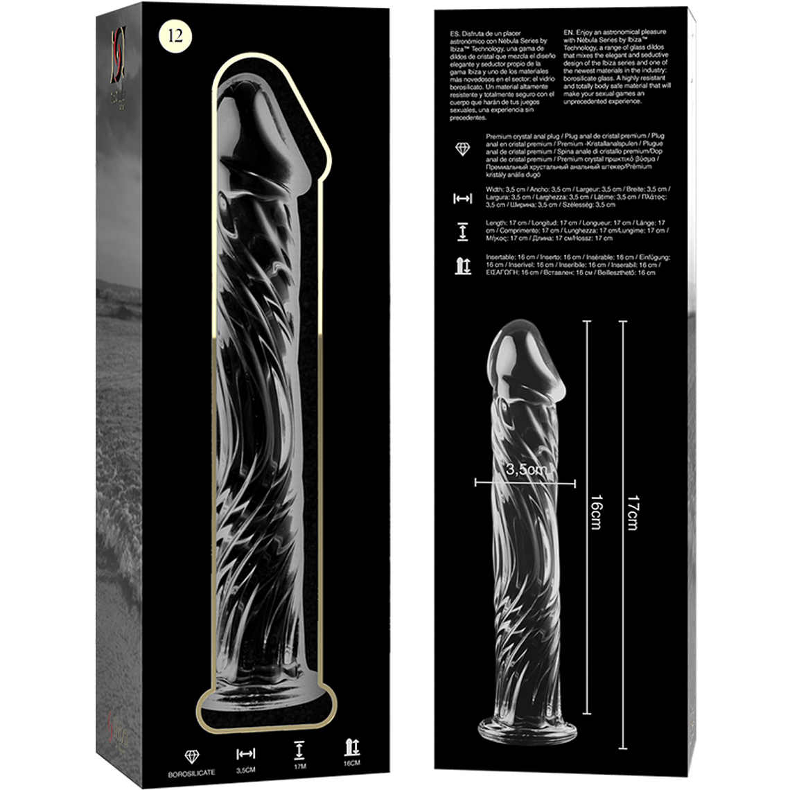 SÉRIE NEBULA DA IBIZA - MODELO 12 DILDO DE VIDRO TRANSPARENTE 17 CM -OU- 3,5 CM 2