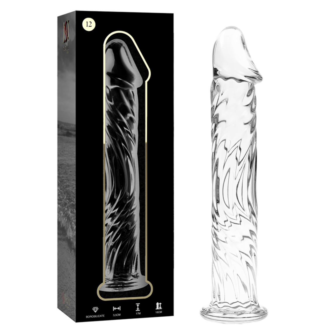 SÉRIE NEBULA DA IBIZA - MODELO 12 DILDO DE VIDRO TRANSPARENTE 17 CM -OU- 3,5 CM 6