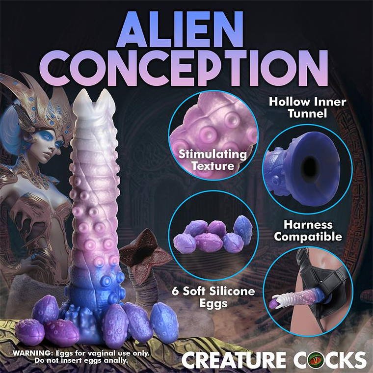 CREATURE COCKS Tenta-Queen Dildo Ovipositor com 6 Ovos 12