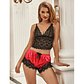 PIJAMA SEXY DE CETIM E RENDA PRETO/VERMELHO - Thumbnail 2