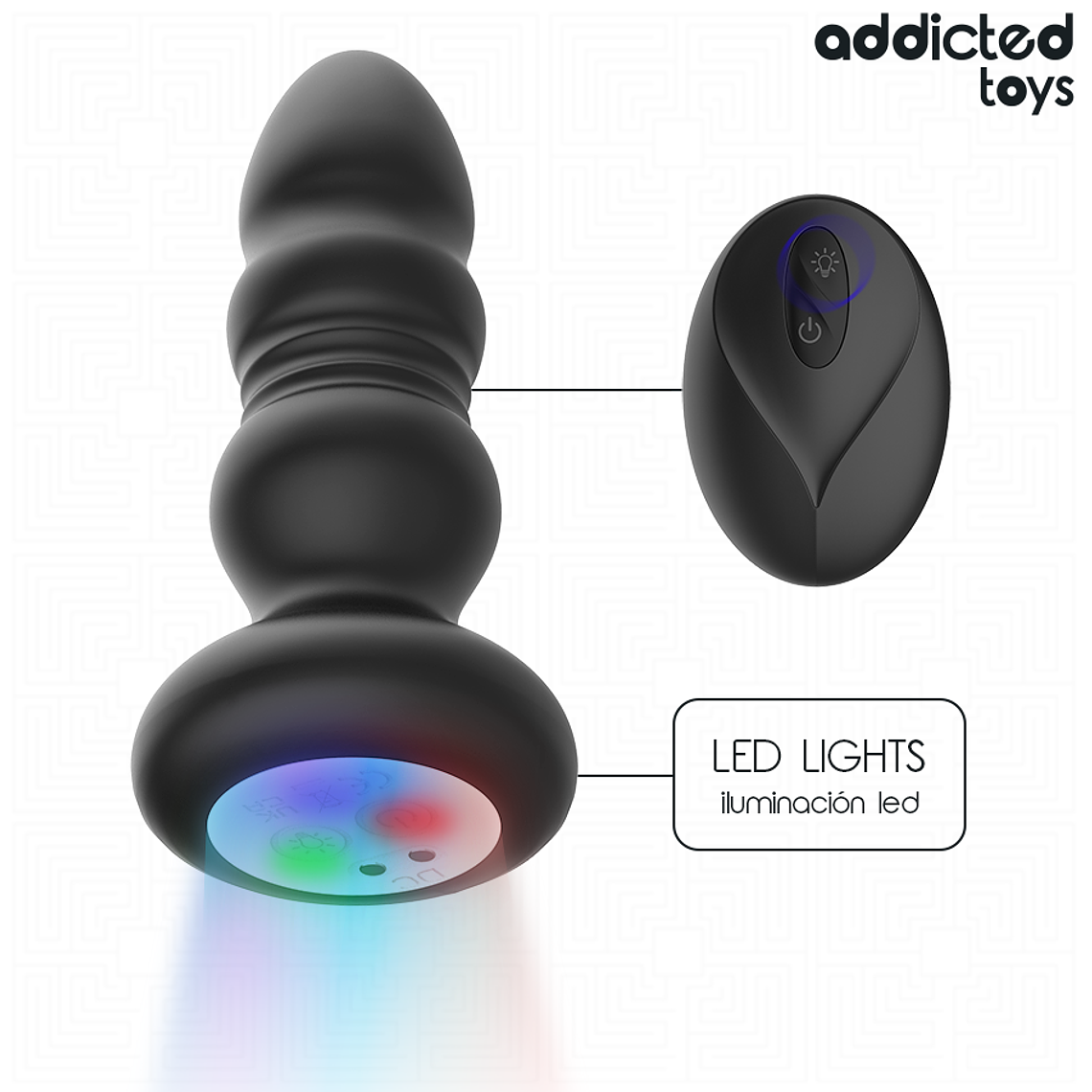 PLUG ANAL VIBRATÓRIO COM EMPURRAÇÃO E LUZ DE LED - CONTROLE REMOTO 1