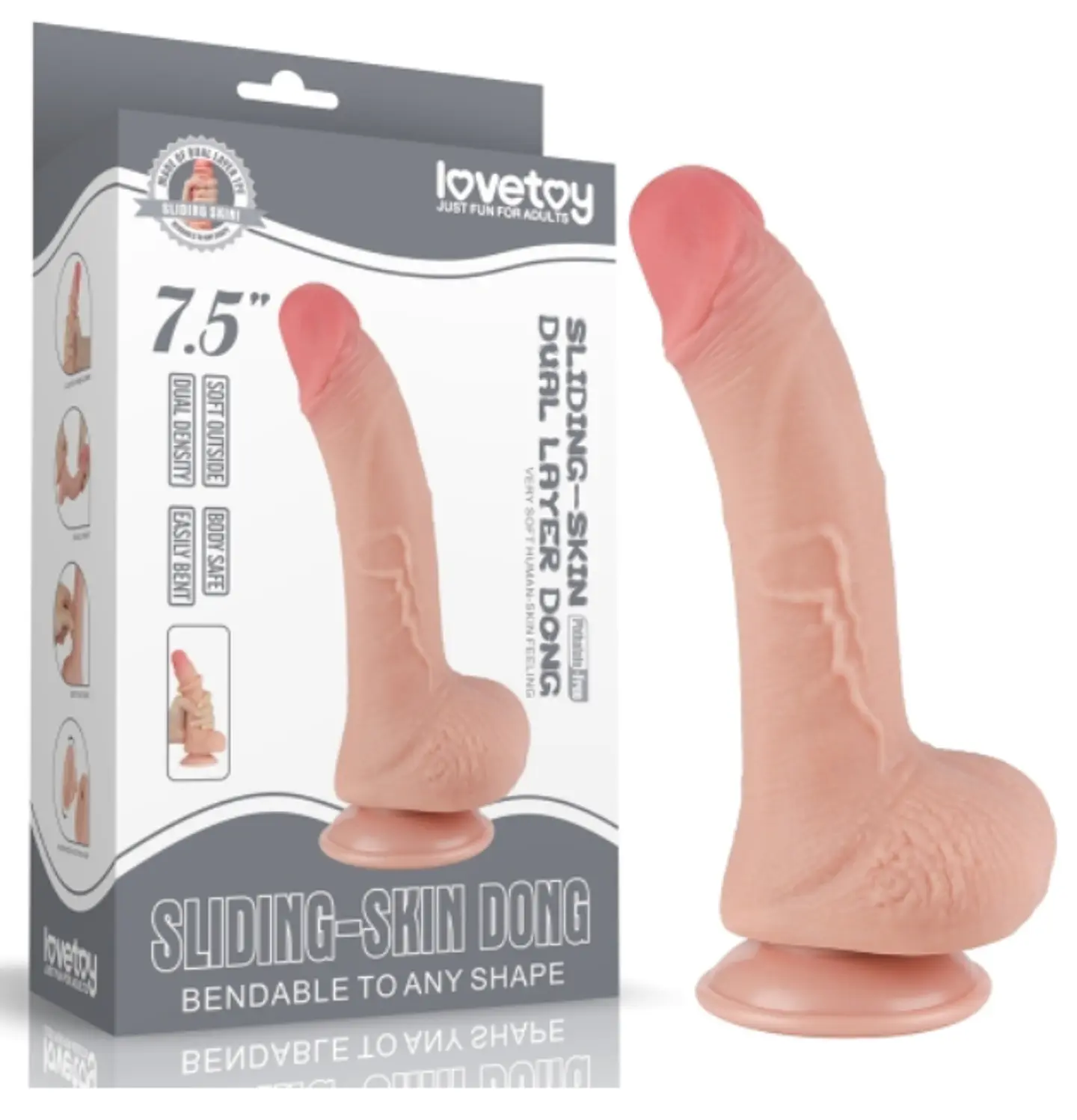 DILDO REALISTA LOVETOY DOBLE CAPA SLIDING SKIN 7.5 1