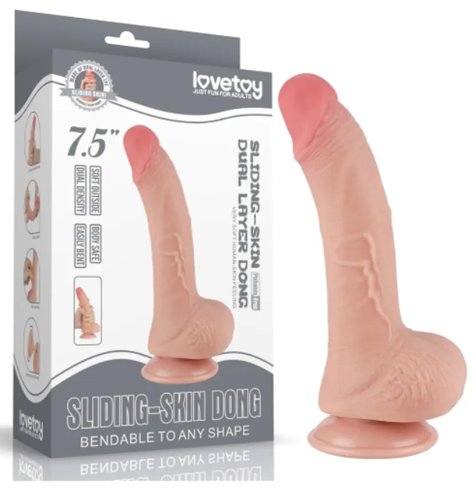 DILDO REALISTA LOVETOY DOBLE CAPA SLIDING SKIN 7.5 1