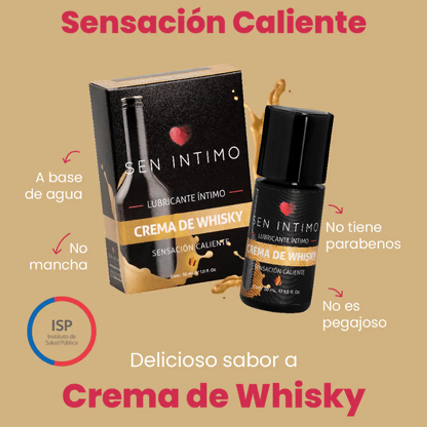 Lubricante  Efecto calor - Sabor Crema De Whisky Sen Intimo 30ml 3