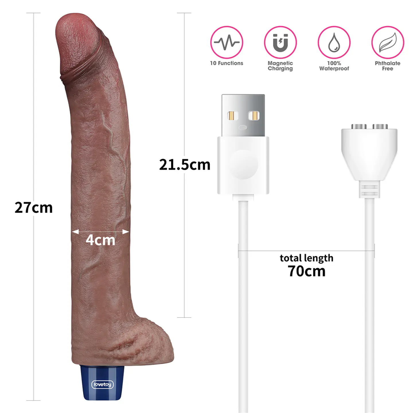 Vibrador Realista Lovetoy con testículos Real Softee USB  2