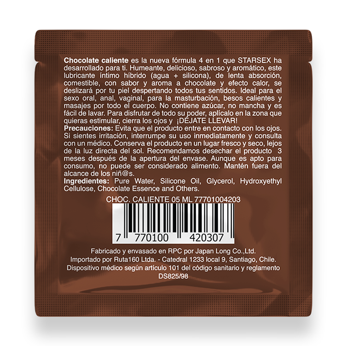 Chocolate Caliente Starsex – Lubricante 4 en 1 Efecto Calor 5 ml 2