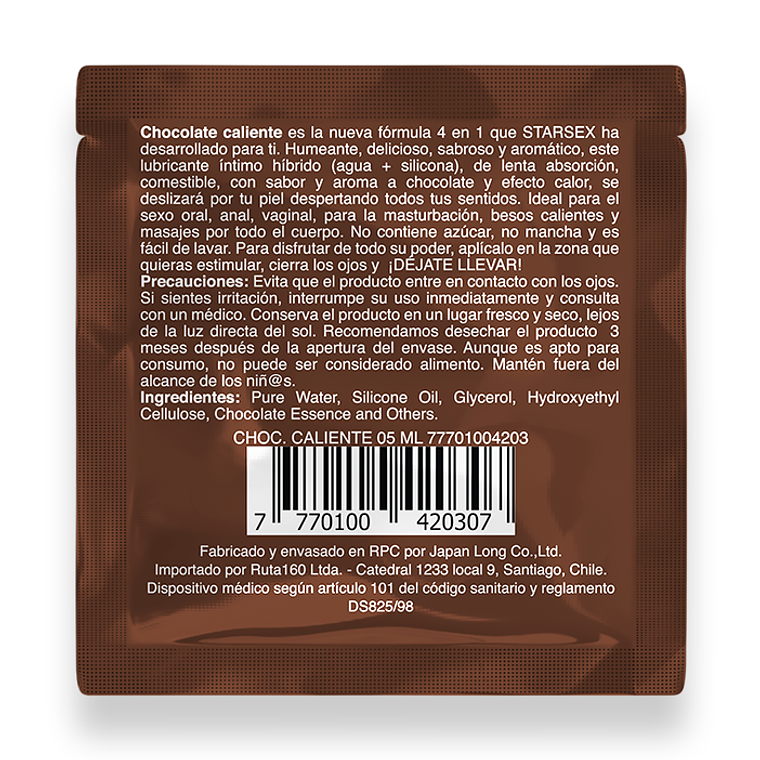 Chocolate Caliente Starsex – Lubricante 4 en 1 Efecto Calor 5 ml 2