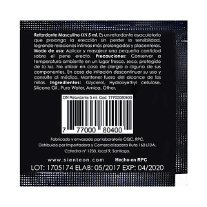 Lubricante Retardante Masculino Starsex Sachet 5 ml