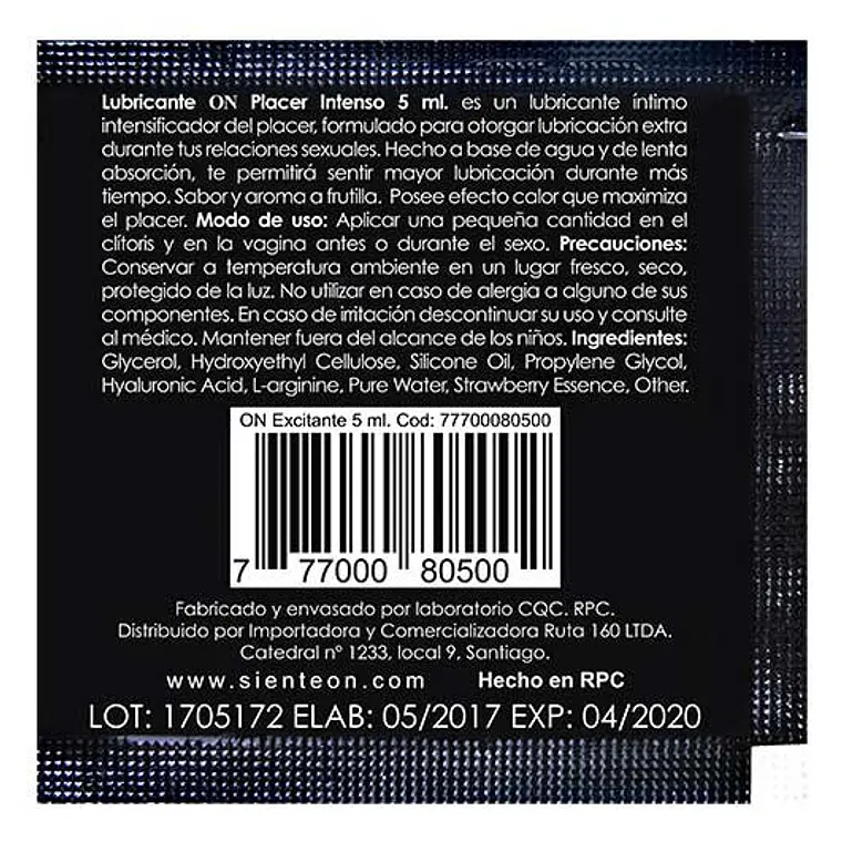 Sachet Lubricante Excitante 5ml 2