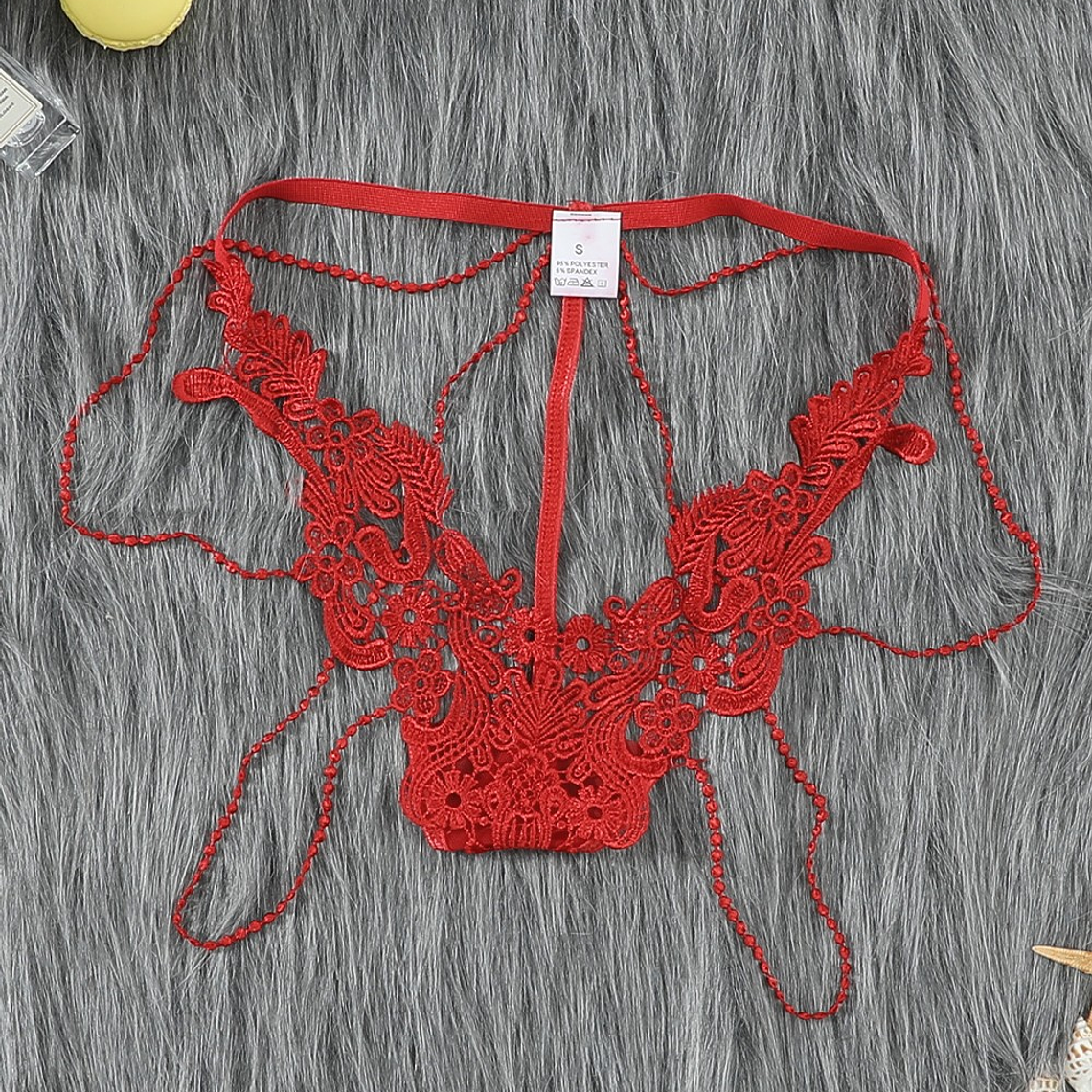 Colales bordado y tiras Rojo 3