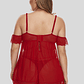 Babydoll Lace Rojo Manga Sin Hombros Talla XL - Miniatura 2