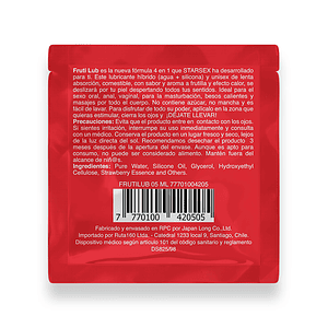 Fruti Lub Starsex – Lubricante 4 en 1 Efecto Calor Frutilla 5 ml