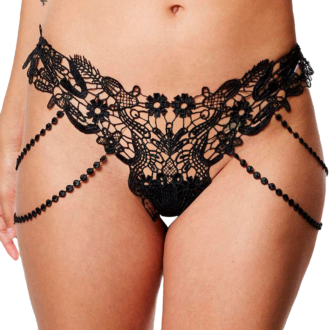 Colales bordado y tiras negro 1