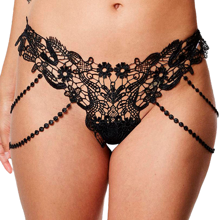 Colales bordado y tiras negro 1