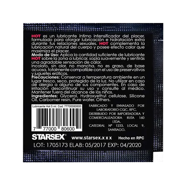 Lubricante Hot Sachet 5 ml 2