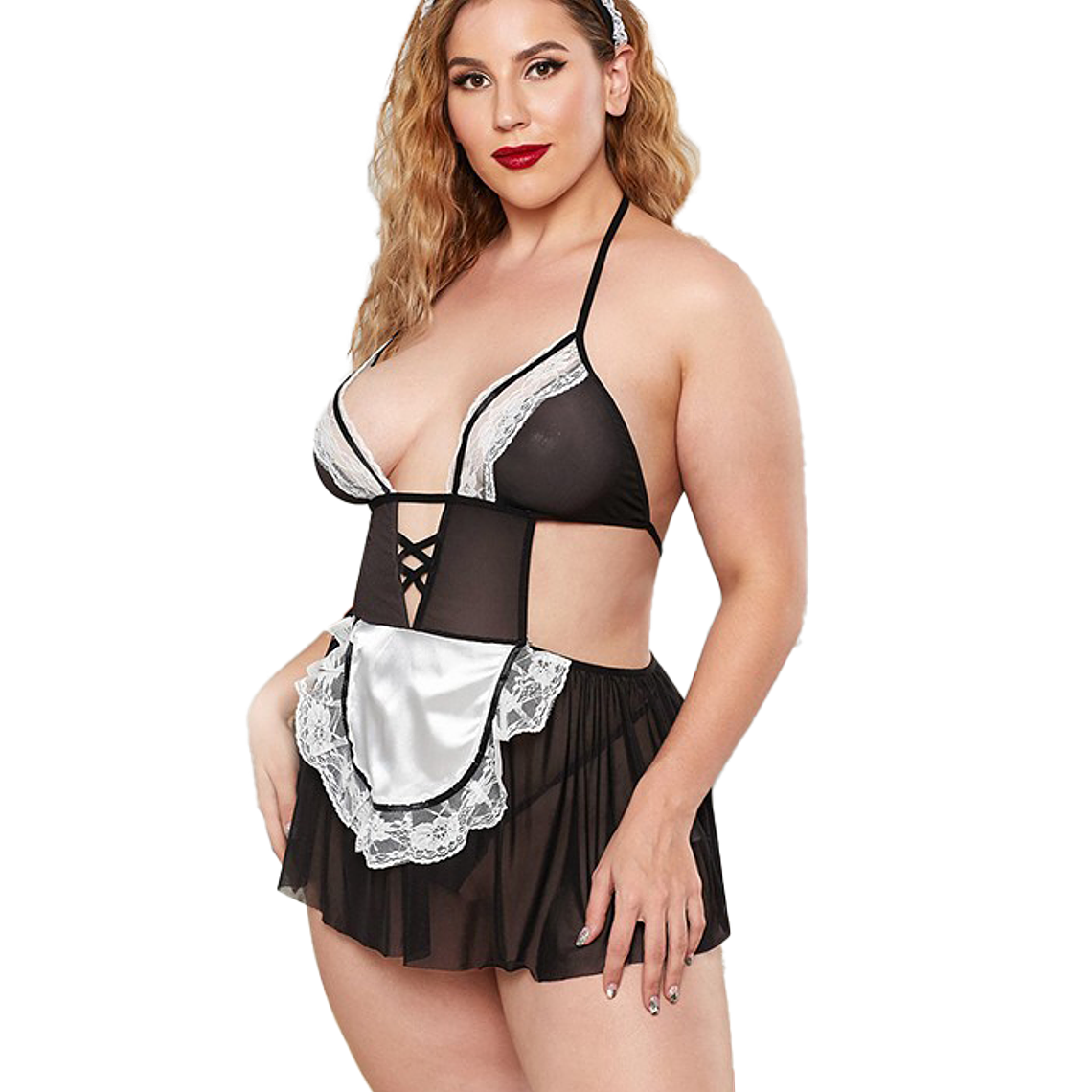 🖤🤍 Disfraz Mucama Sensual Plus Size – Talla 2XL 1