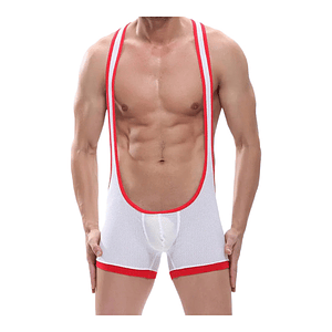 Boxer Blanco Y Rojo Con Tirantes Talla L