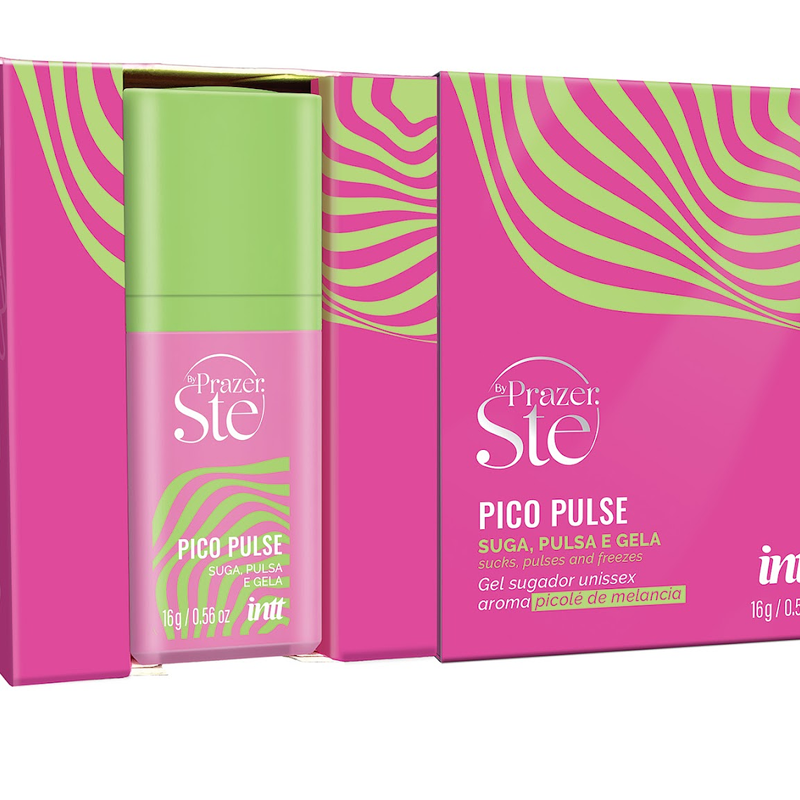 Gel Pico Pulse con Efecto Succión, Vibración  16g INTT   Sabor Sandía  1
