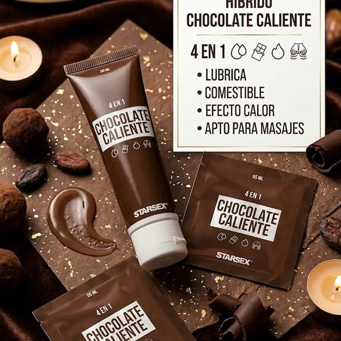 Chocolate Caliente Starsex – Lubricante 4 en 1 Efecto Calor Sachet 5 ml 4