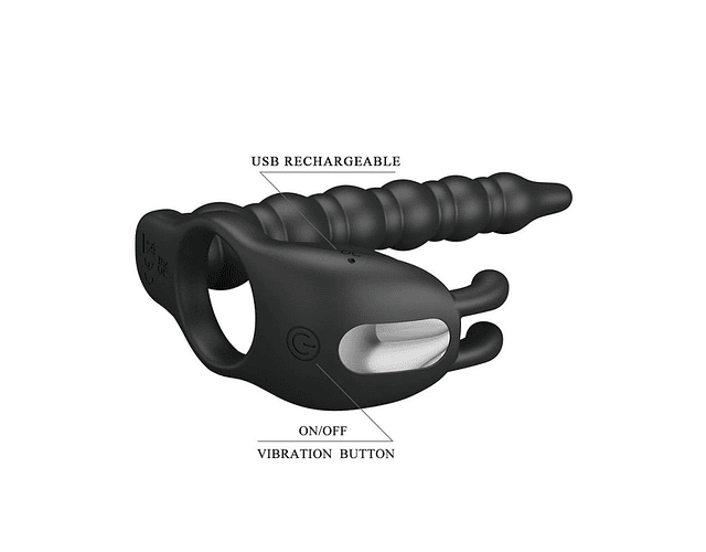 Blackney Anillo Vibrador para Doble Penetración - Negro