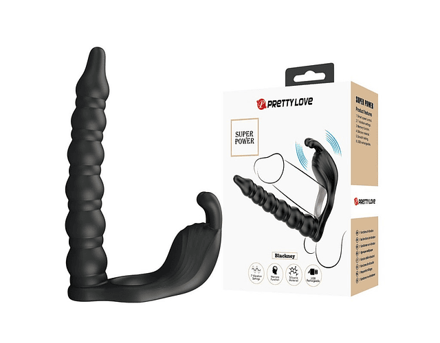 Blackney Anillo Vibrador para Doble Penetración - Negro