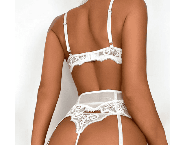 Conjunto de Encaje Portaliga Blanco